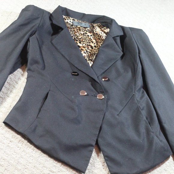 Vintage 80s TOV Size Small Black Jacket with Shoulder Pads - Picture 1 of 9